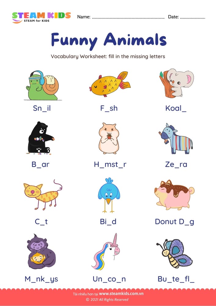 Bài tập tiếng anh - Funny Animals
