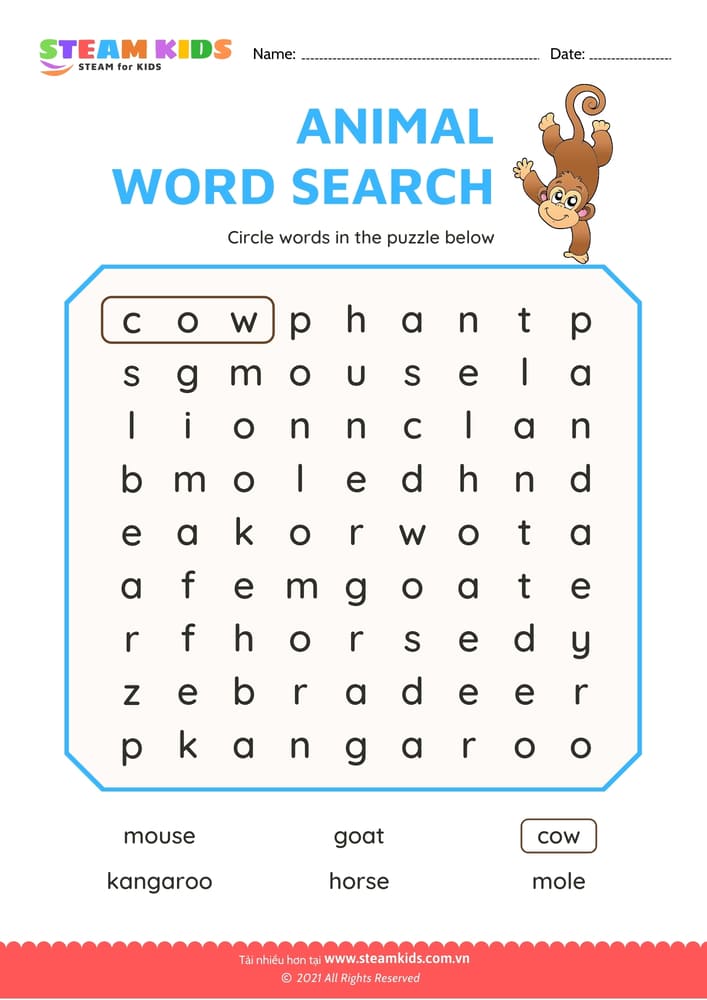 Bài tập tiếng anh - Words Search - B3