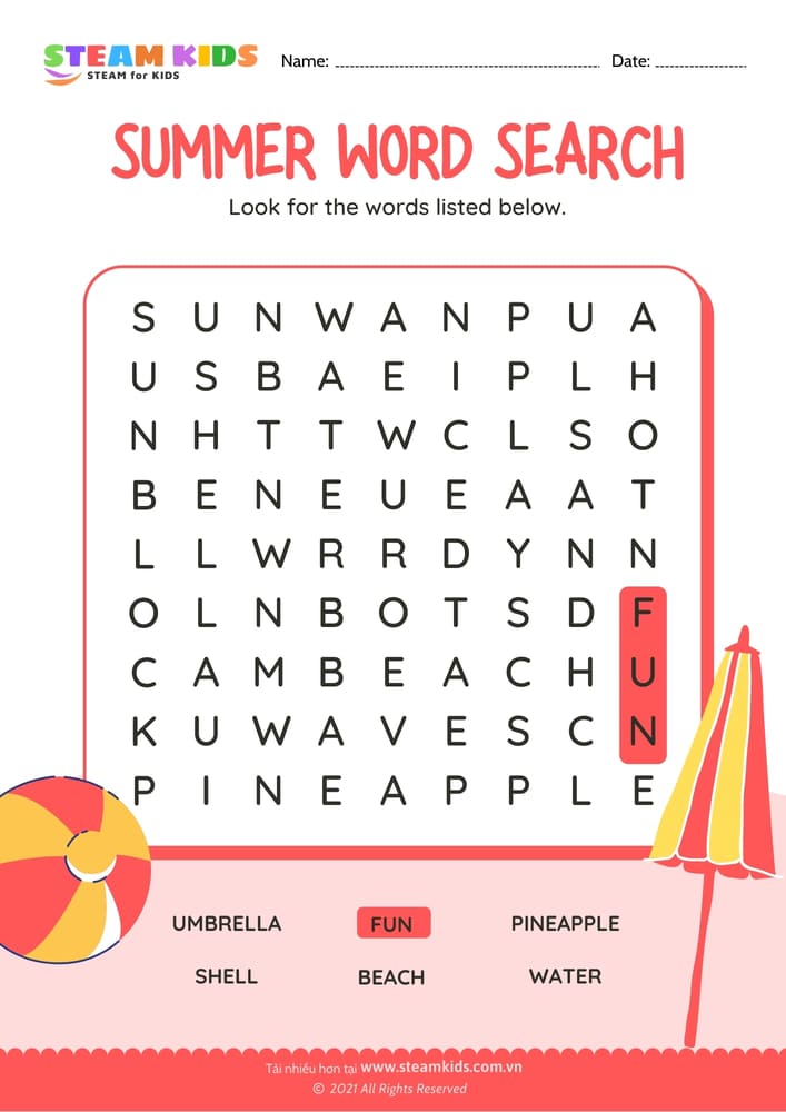 Bài tập tiếng anh - Words Search - B5