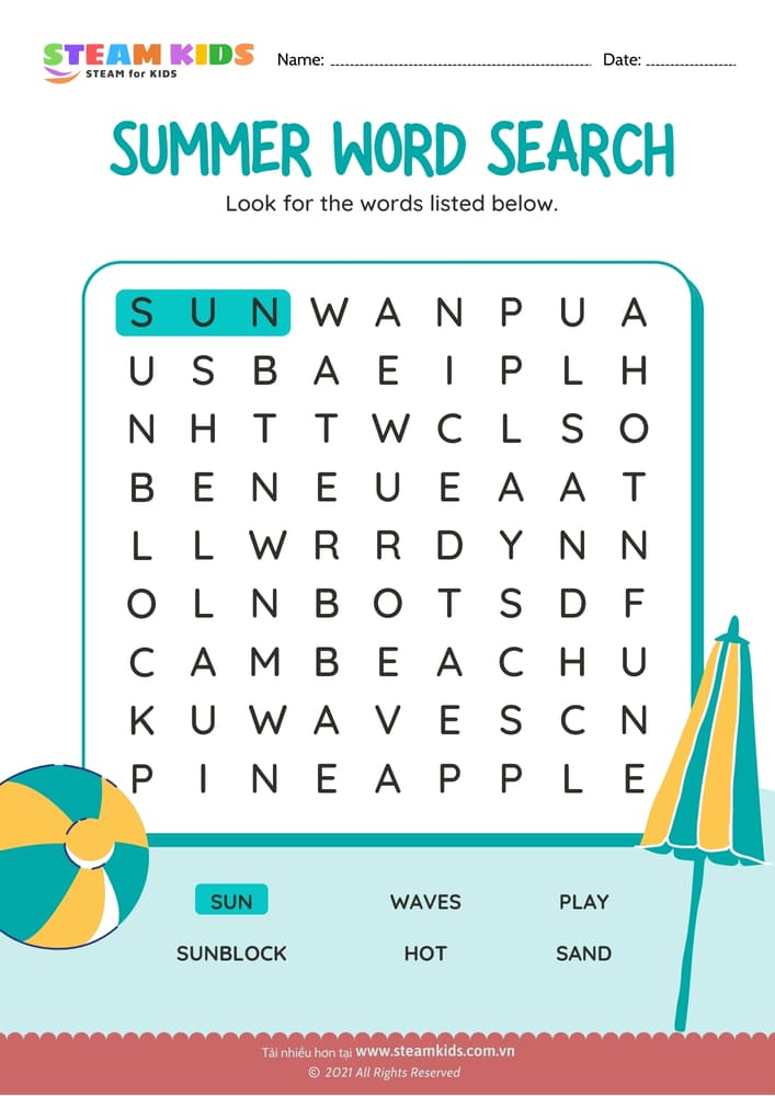 Bài tập tiếng anh - Words Search - B6