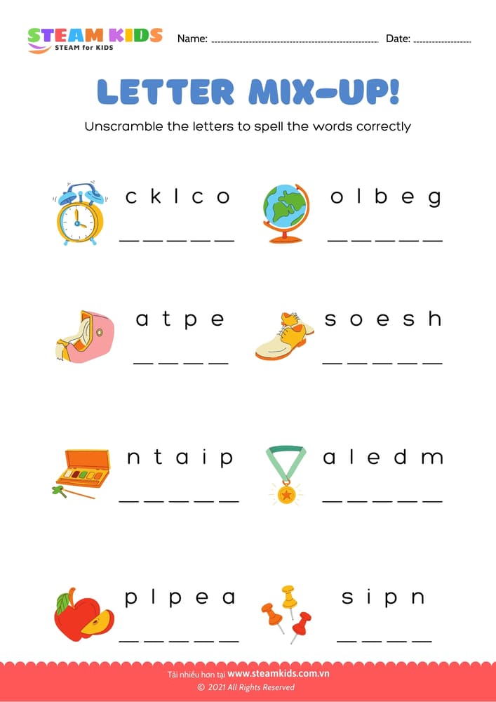 Bài tập tiếng anh - Letter Mix-up - B1