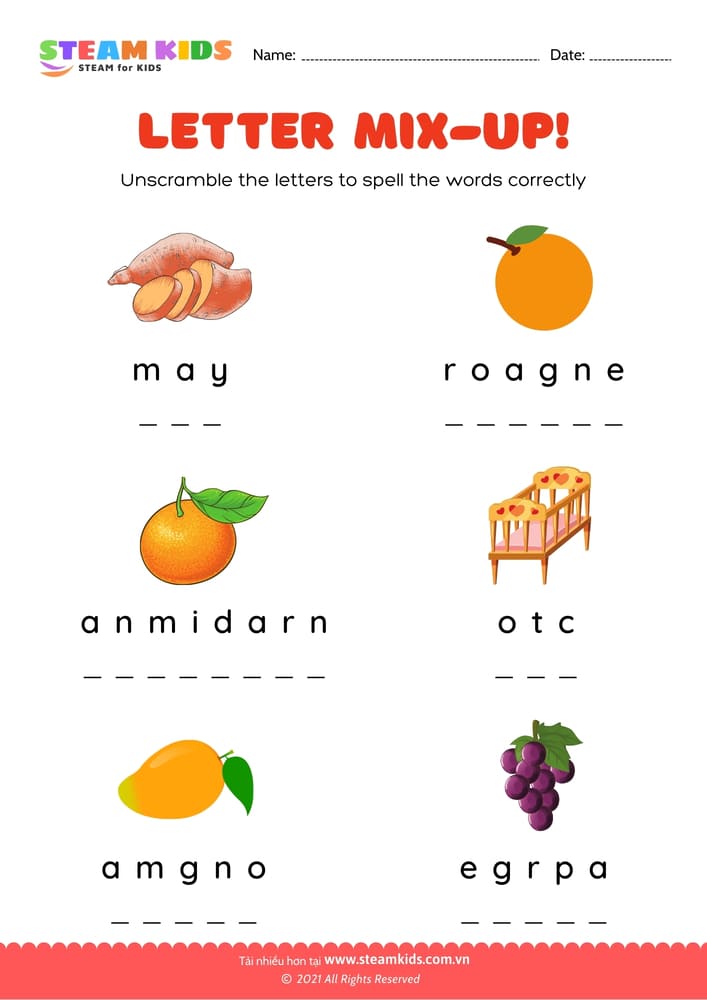 Bài tập tiếng anh - Letter Mix-up - B3