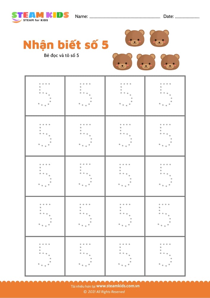 Bài tập toán tư duy - Nhận biết số - B14