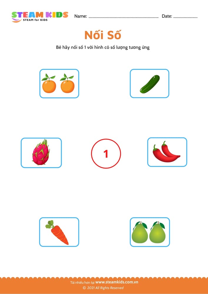 Bài tập toán tư duy - Nhận biết số - B1