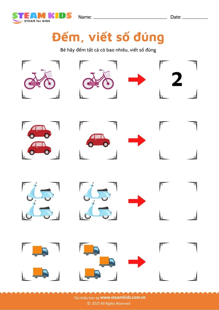 Bài tập toán tư duy - Đếm và viết số đúng - B1