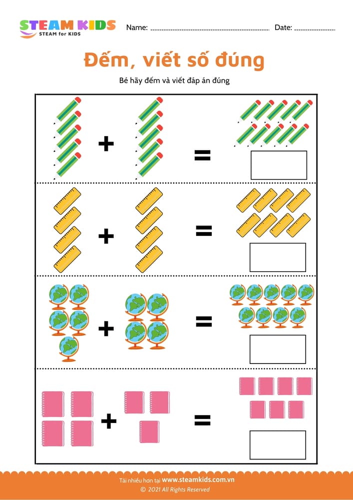 Bài tập toán tư duy - Đếm và viết số đúng - B6