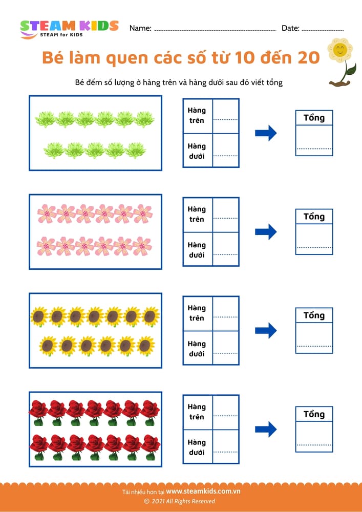 Bài tập toán tư duy - Làm quen với số từ 10 - 20