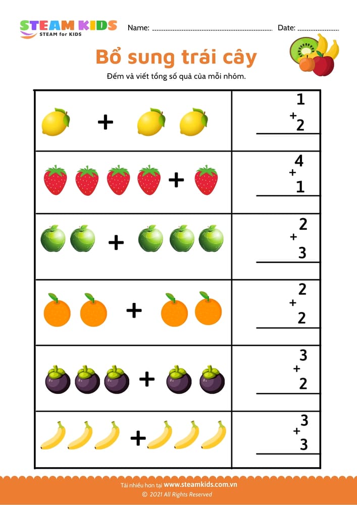 Bài tập toán tư duy - Cộng trong phạm vi 5