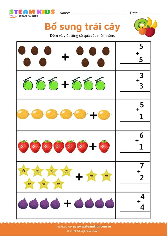 Bài tập toán tư duy - Cộng trong phạm vi 10