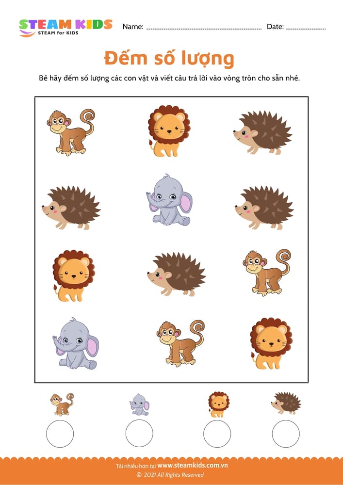 Bài tập toán tư duy - Đếm con vật