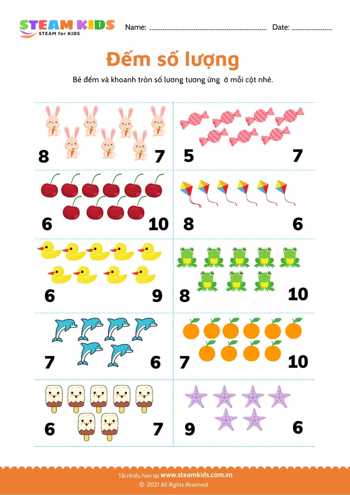 Bài tập toán tư duy - Đếm phạm vi 10