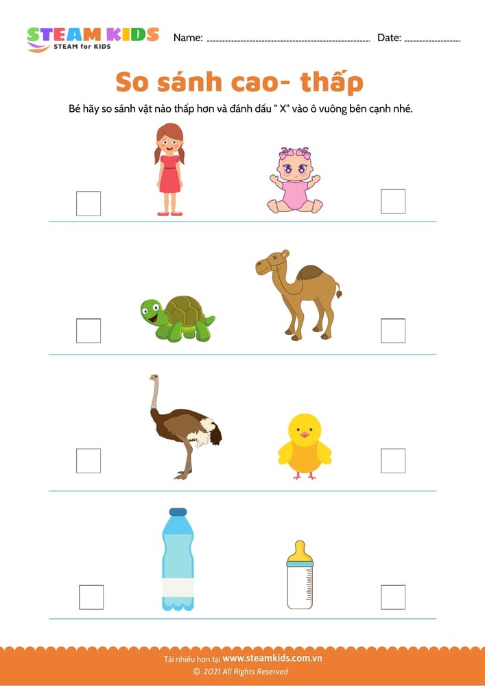 Bài tập toán tư duy - So sánh cao - thấp - B2