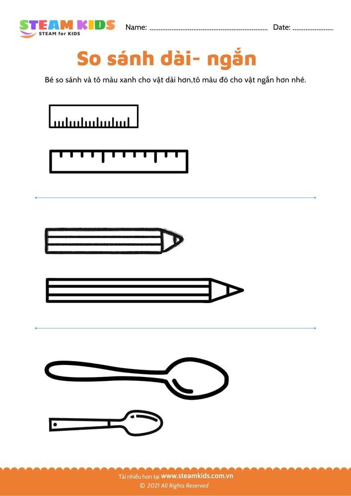 Bài tập toán tư duy - So sánh dài - ngắn - B1