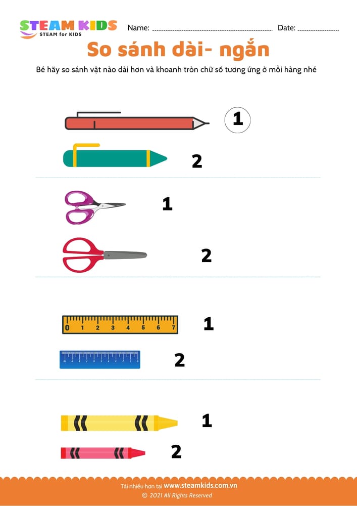 Bài tập toán tư duy - So sánh dài - ngắn - B2