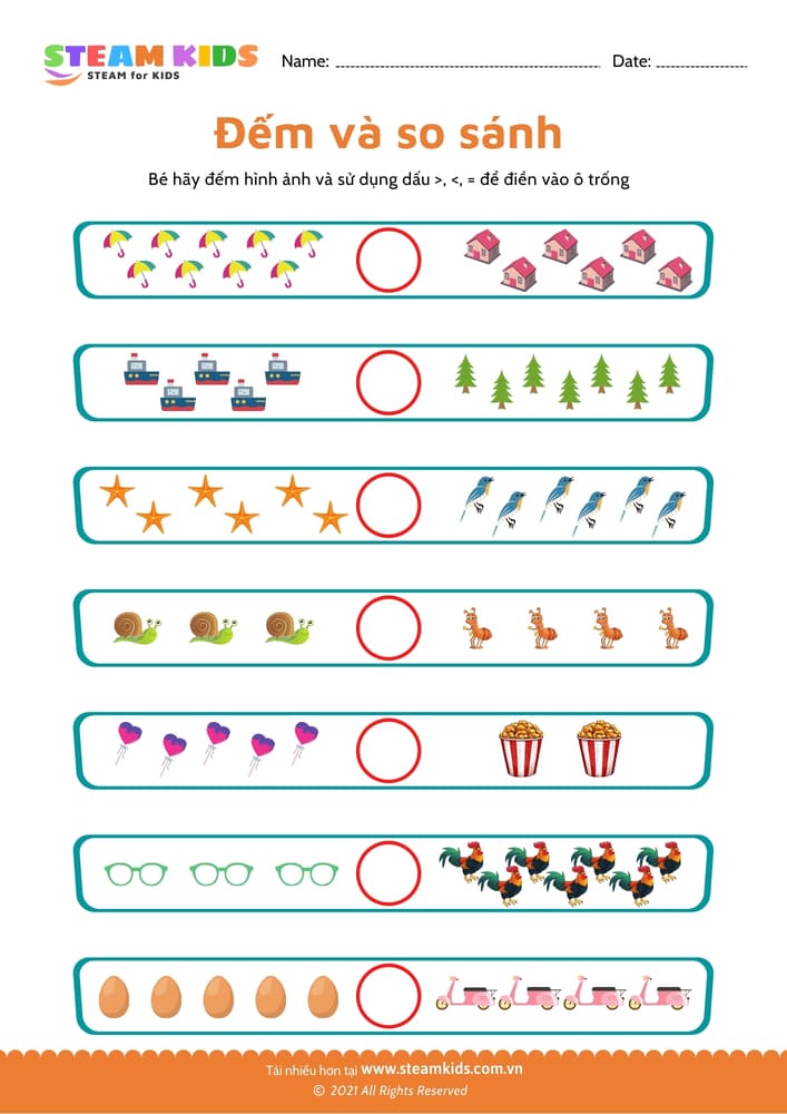 Thực hiện phép cộng - B9 Đếm và so sánh >, <, = - B3