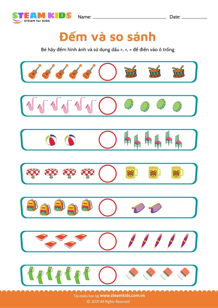 Thực hiện phép cộng - B9 Đếm và so sánh >, <, = - B7