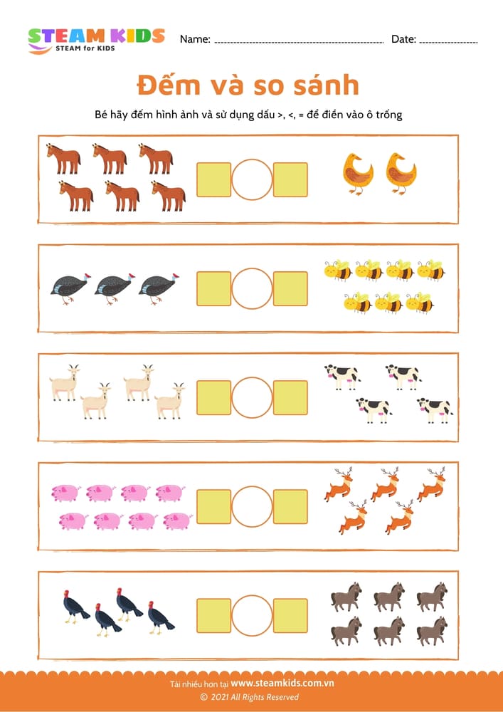 Thực hiện phép cộng - B9 Đếm và so sánh >, <, = - B13