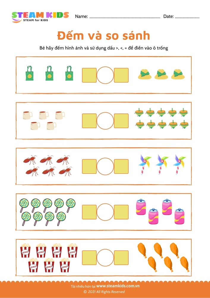 Thực hiện phép cộng - B9 Đếm và so sánh >, <, = - B15