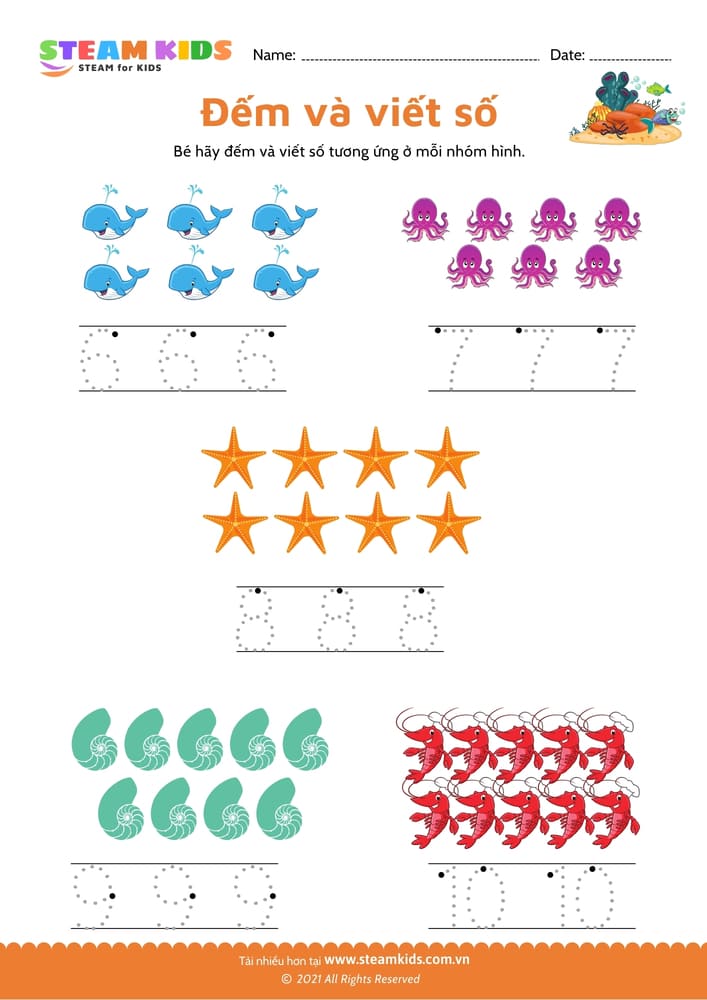 Bài tập toán tư duy - Đếm và viết số - B2