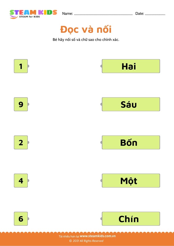 Bài tập toán tư duy - Đọc và nối - B5