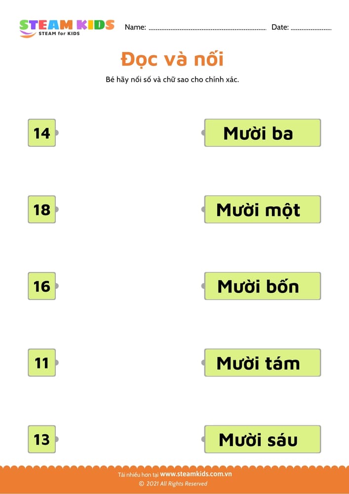 Bài tập toán tư duy - Đọc và nối - B11