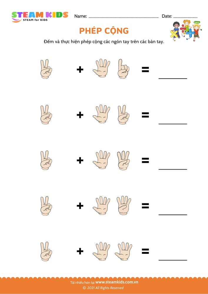 Bài tập toán tư duy - Cộng bằng ngón tay - B3