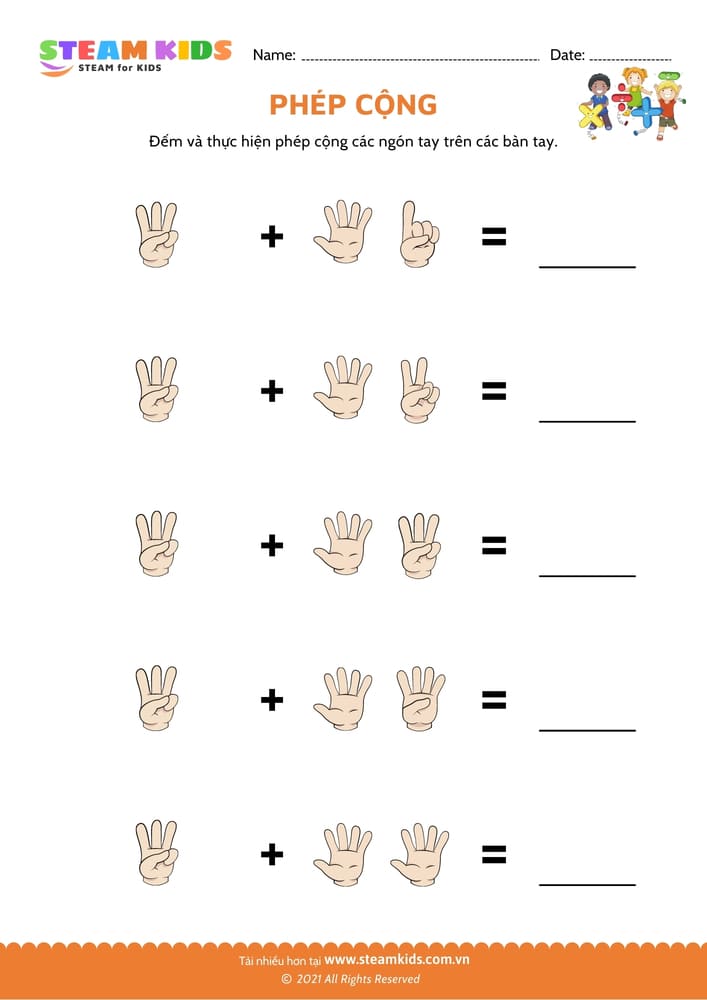 Bài tập toán tư duy - Cộng bằng ngón tay - B5