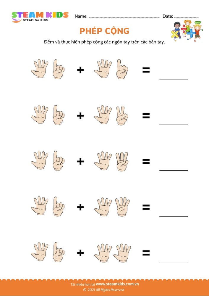 Bài tập toán tư duy - Cộng bằng ngón tay - B11