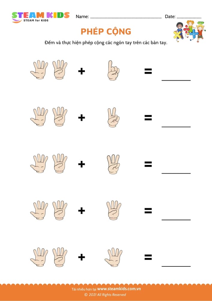 Bài tập toán tư duy - Cộng bằng ngón tay - B16