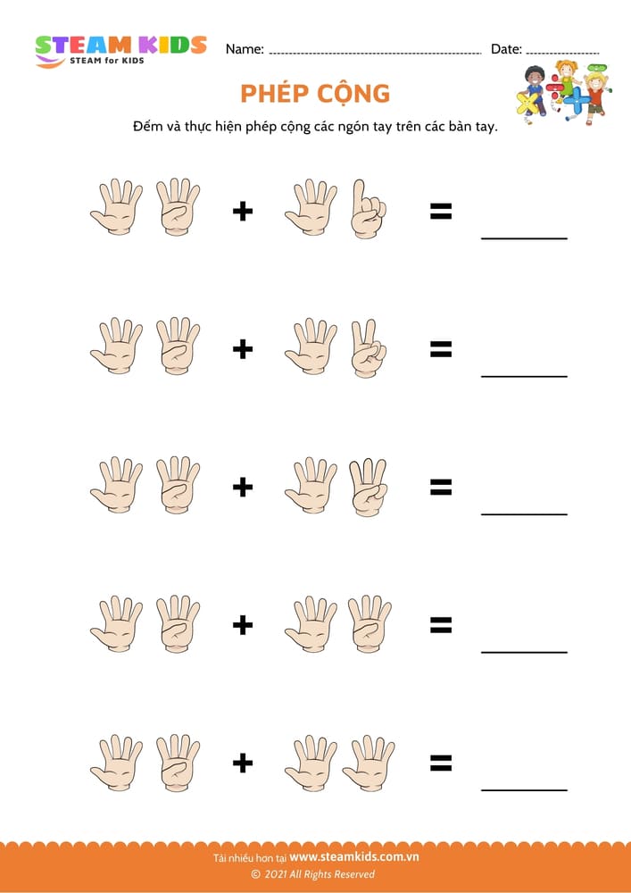 Bài tập toán tư duy - Cộng bằng ngón tay - B17