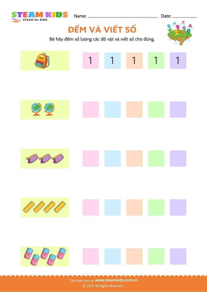 Bài tập toán tư duy - Đếm và viết số - B17