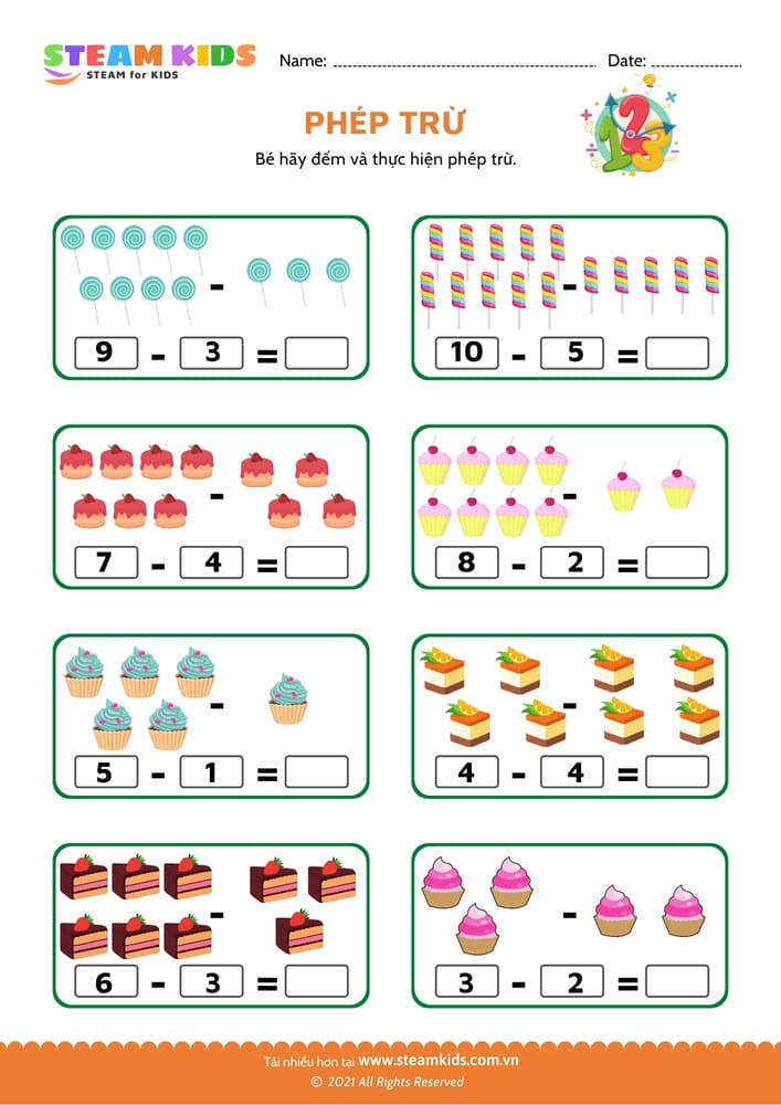 Bài tập toán tư duy - Phép trừ - B2