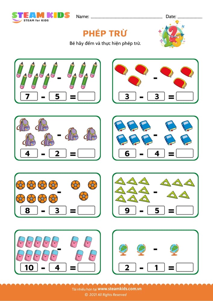 Bài tập toán tư duy - Phép trừ - B3
