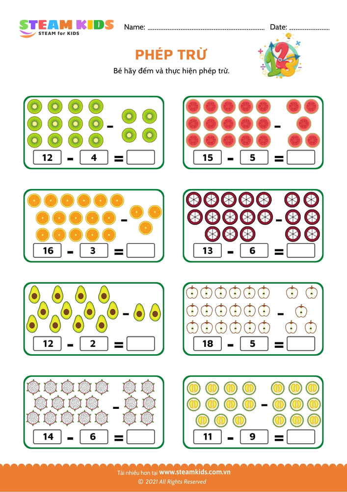 Bài tập toán tư duy - Phép trừ - B5