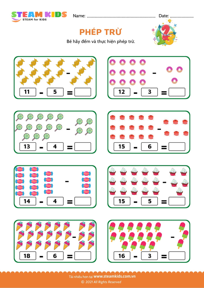 Bài tập toán tư duy - Phép trừ - B8