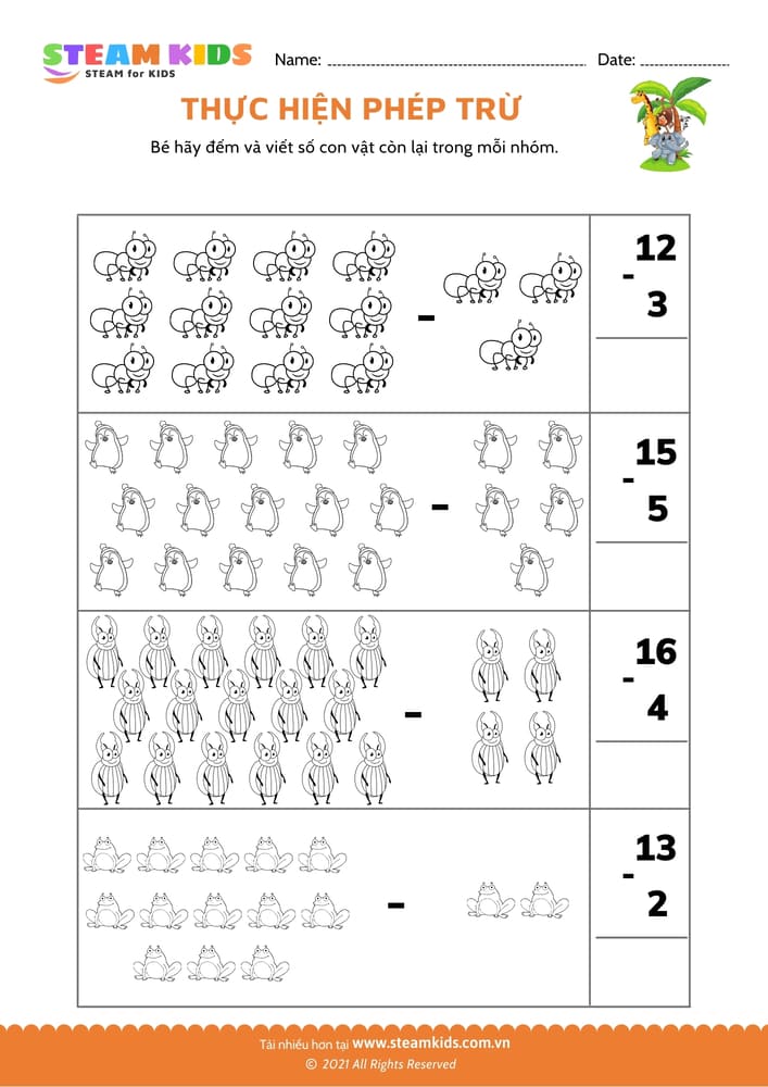 Bài tập toán tư duy - Thực hiện phép trừ - B6
