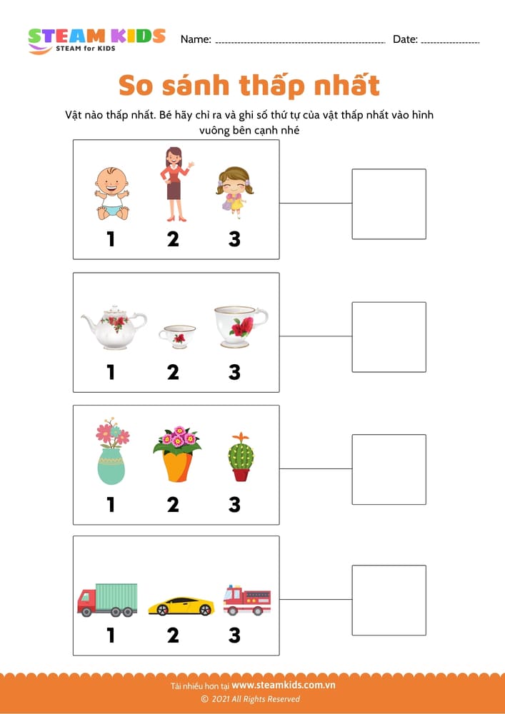 Bài tập toán tư duy - So sánh thấp nhất