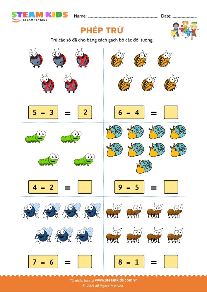 Bài tập toán tư duy - Phép trừ - B9