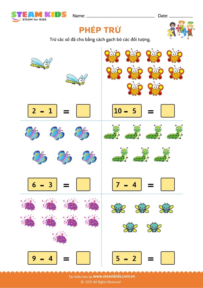 Bài tập toán tư duy - Phép trừ - B10