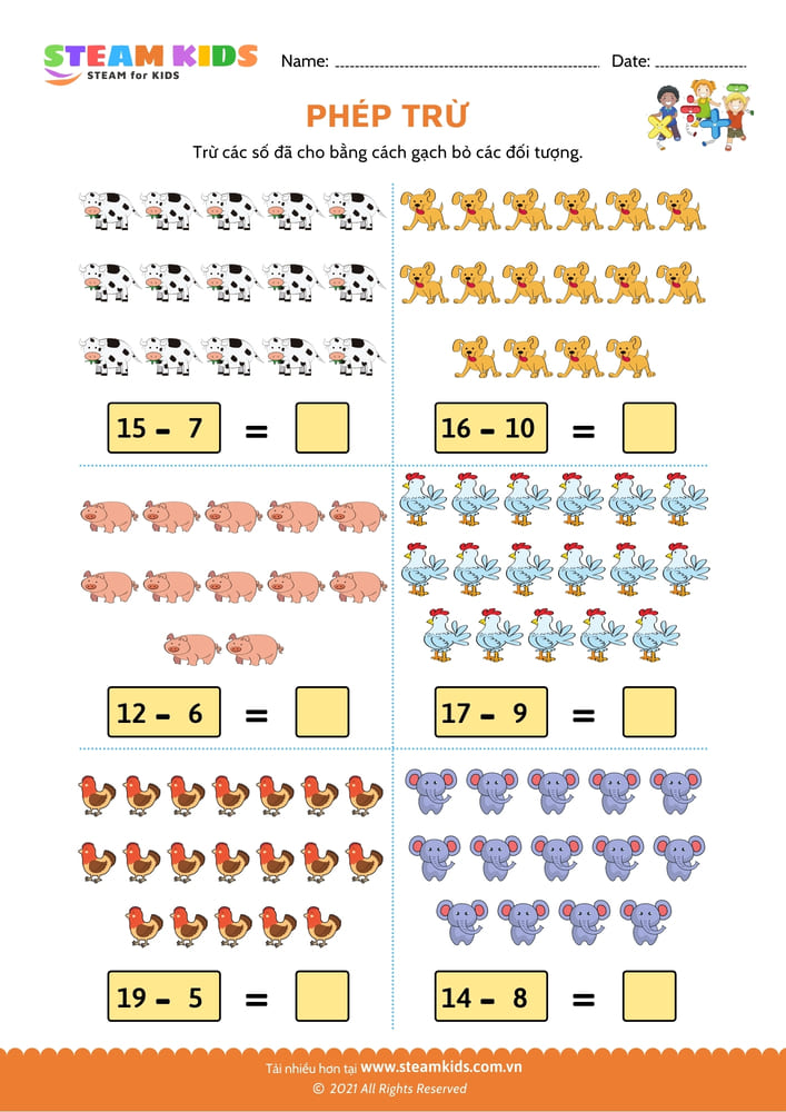 Bài tập toán tư duy - Phép trừ - B14