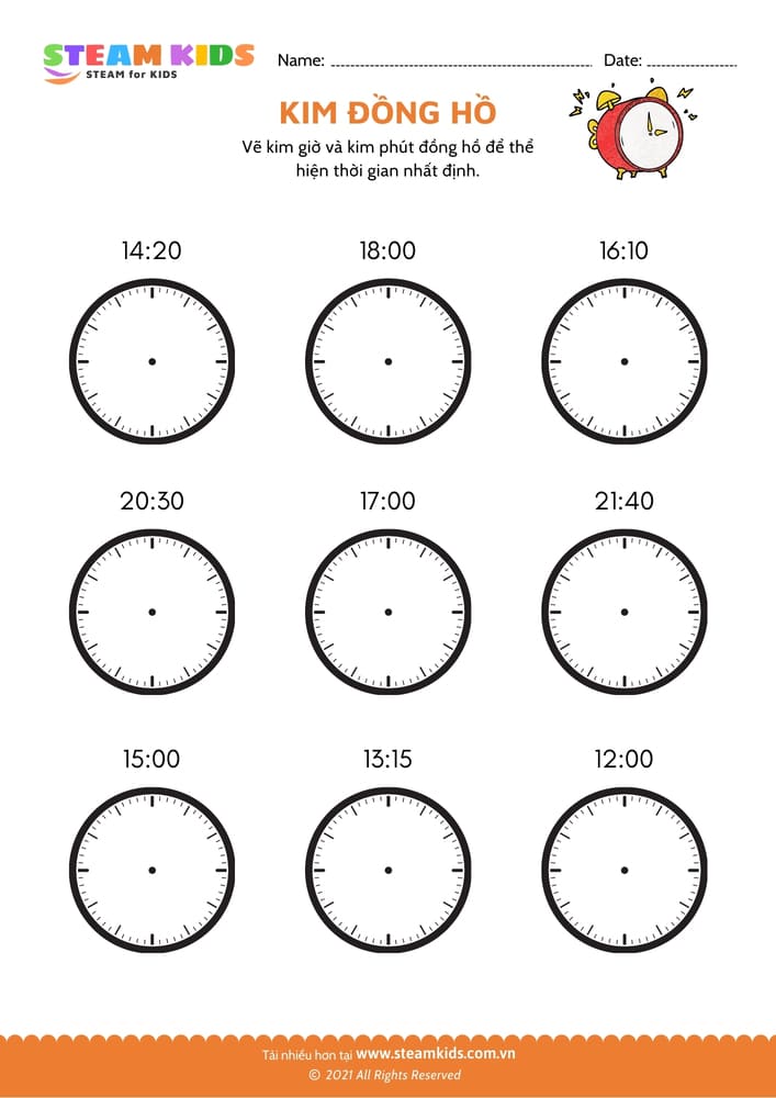 Bài tập toán tư duy - Vẽ kim đồng hồ - B5