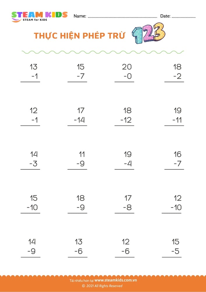 Bài tập toán tư duy - Thực hiện phép trừ - B33