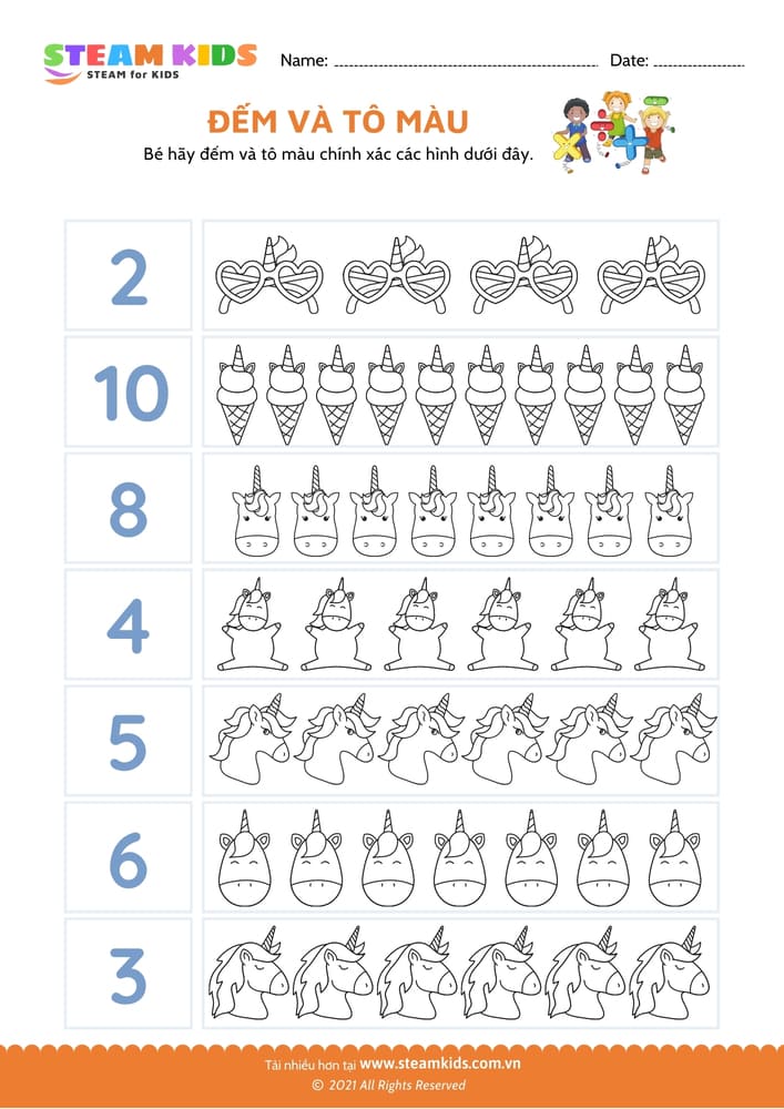 Bài tập toán tư duy - Đếm và tô màu - B5