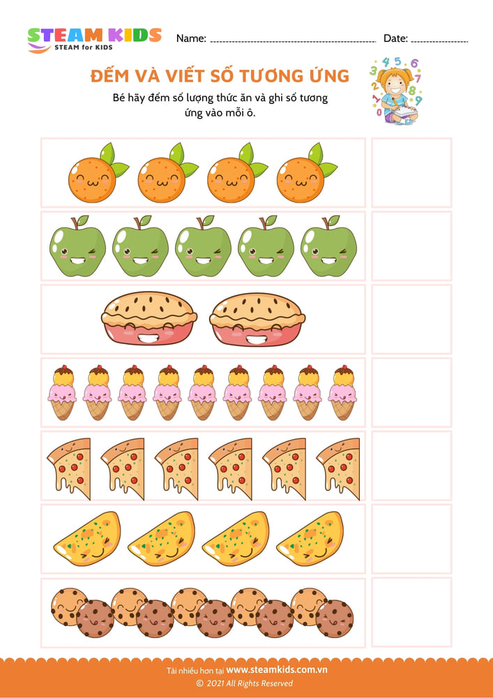 Bài tập toán tư duy - Đếm và viết số tương ứng - B1