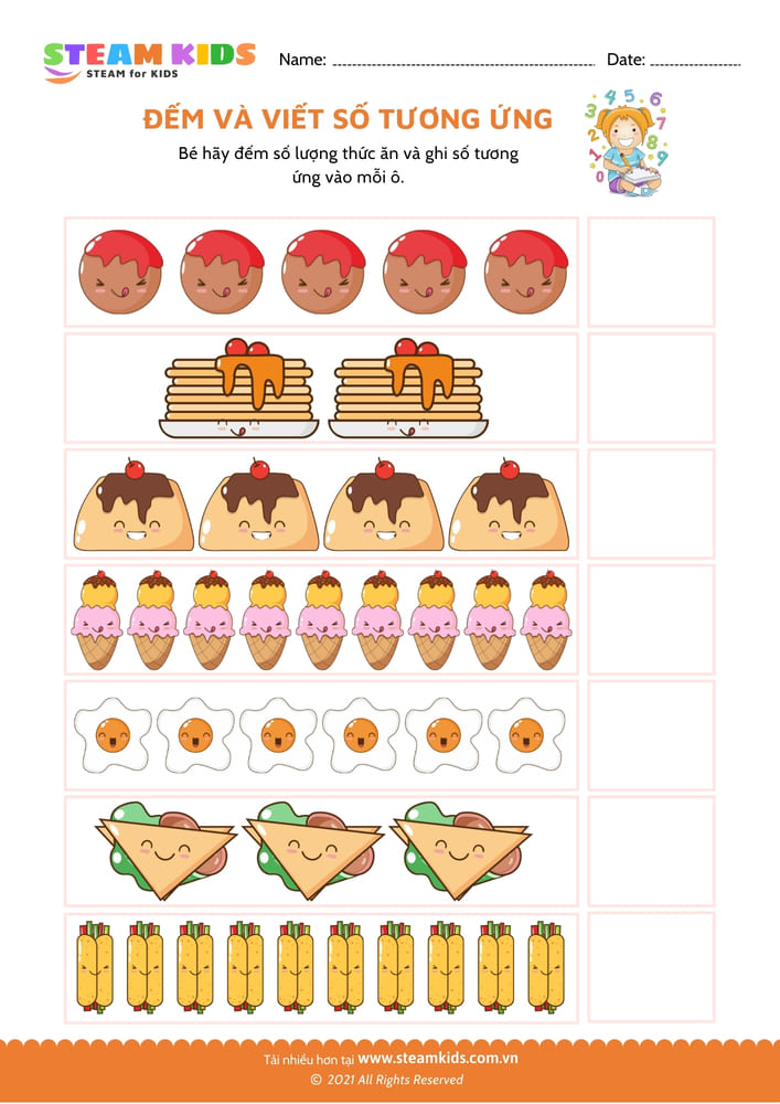 Bài tập toán tư duy - Đếm và viết số tương ứng - B3