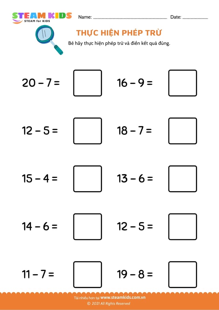 Bài tập toán tư duy - Thực hiện phép trừ - B47