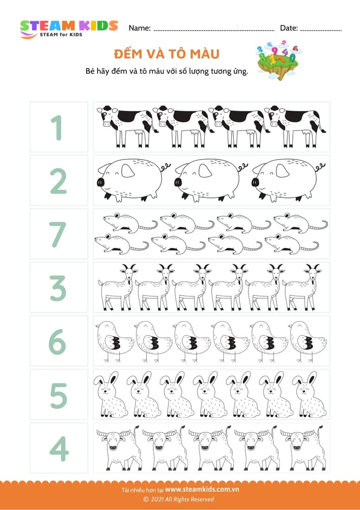 Bài tập toán tư duy - Đếm và tô màu - B8