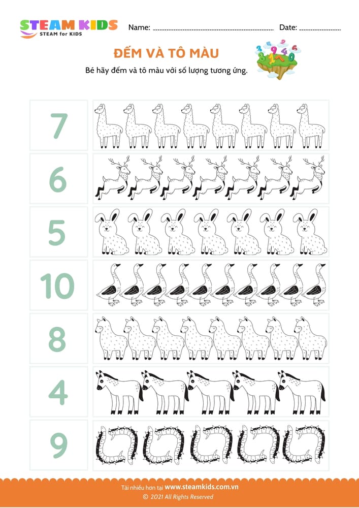 Bài tập toán tư duy - Đếm và tô màu - B10