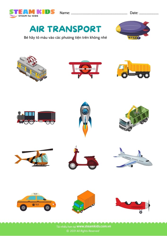 Bài tập khoa học - Nhận biết phương tiện giao thông - B6