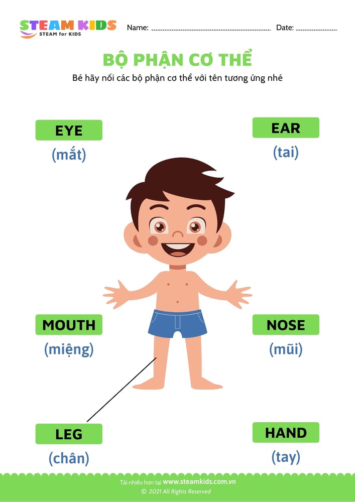 Bài tập khoa học - Bộ phận cơ thể